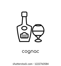 cognac icon. Trendy modern flat linear vector cognac icon on white background from thin line Drinks collection, outline vector illustration