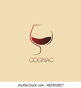 Cognac logo, glass of cognac, cognac symbol, vector icon. cognac logotype.