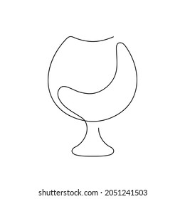 Cognac en olfateo. Ilustración vectorial de una línea dibujada a mano y continua. Diseño contemporáneo minimalista. Lo mejor para web, arte mural, afiches, impresiones, tarjetas, concepto de menú y diseño de marca.