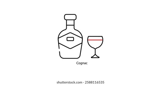 Cognac Vector Icon - Premium Aged French Brandy Snifter Glass Illustration