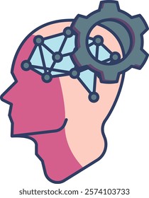 Cognition Icon - Lineal Color Style - Neuroscience Theme