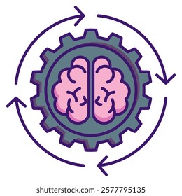 Cognition Icon - Lineal Color Style - Brain Theme