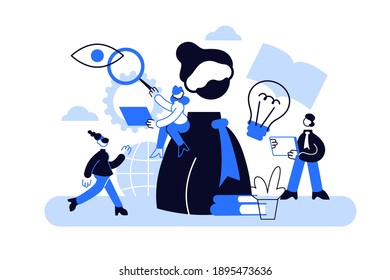 Cognition vector illustration. Flat tiny mental learning persons concept. Symbolic information