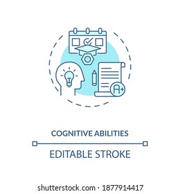 Cognitive abilities concept icon. Human factor in ergonomics idea thin line illustration. Human perception, mental processing. Vector isolated outline RGB color drawing. Editable stroke