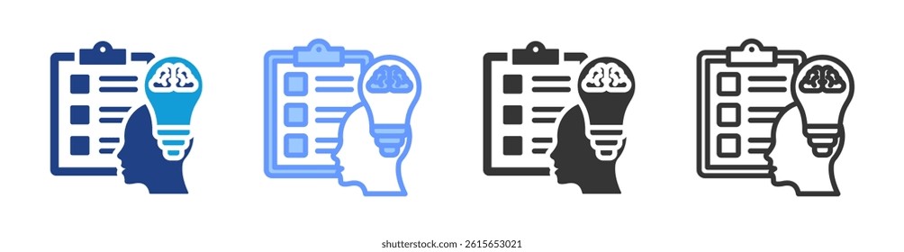 Cognitive Ability Test icon set multiple style collection