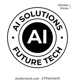 Cognitive AI Digital Brain Icon with Human Head Outline and Neural Network, Artificial Intelligence, Smart Technology and Machine Learning Vector Design
