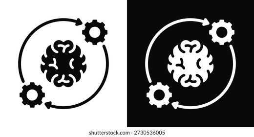 Estilo de fondo blanco y negro del icono del comportamiento cognitivo