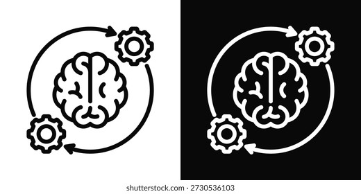 Estilo de fondo blanco y negro del icono del comportamiento cognitivo