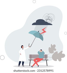 Cognitive behavioral therapy or CBT for mental health.Emotional and psychological support for patient with thinking disorders.flat vector illustration.