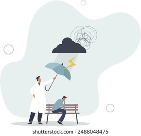 Cognitive behavioral therapy or CBT for mental health.flat design.illustration with people.