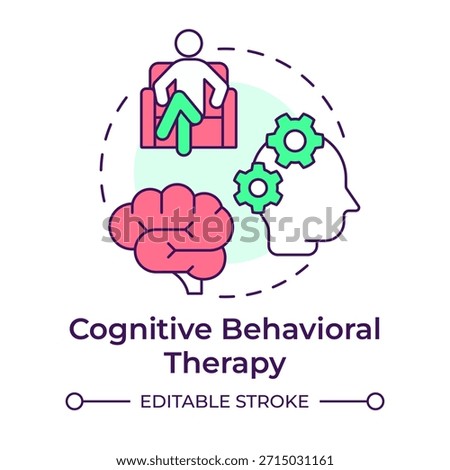 Cognitive behavioral therapy multi color concept icon. Mental processes, psychological therapy. Round shape line illustration. Abstract idea. Graphic design. Easy to use in blog post, booklet