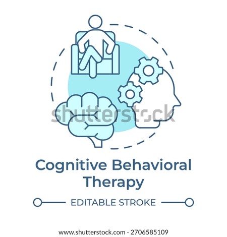 Cognitive behavioral therapy soft blue concept icon. Mental processes, psychological therapy. Round shape line illustration. Abstract idea. Graphic design. Easy to use in blog post, booklet