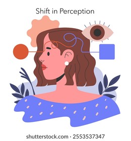 Cognitive Bias concept. Abstract representation of altered human perception. Mental process, subjective reality, thought patterns. Vector illustration.