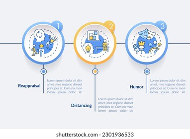 Cognitive change circle infographic template. Emotional regulation Data visualization with 3 steps. Editable timeline info chart. Workflow layout with line icons. Lato-Bold, Regular fonts used