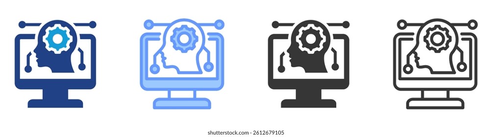 Cognitive computing icon set multiple style collection