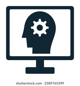 Cognitive computing icon vector, symbolizing AI, machine learning, and intelligent systems