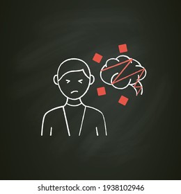 Cognitive Dissonance Chalk Icon.Mental Conflict Between Knowledge, Ideas, Mind. Divergence Of Thought And Action. Information Overload Concept.solated Vector Illustration On Chalkboard