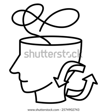 Cognitive Dissonance Icon - Line Style - Cognitive Biases Theme