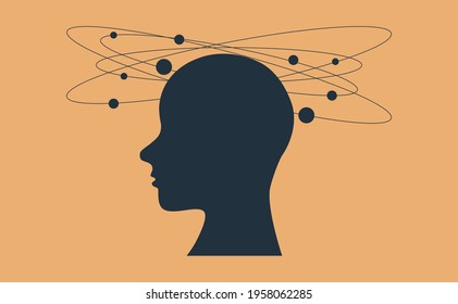 Cognitive Dissonance illustraion concept. A feeling of mental discomfort, uncomfortable feeling,  leading to an alteration in one of the attitudes, beliefs or behaviors. Vector.