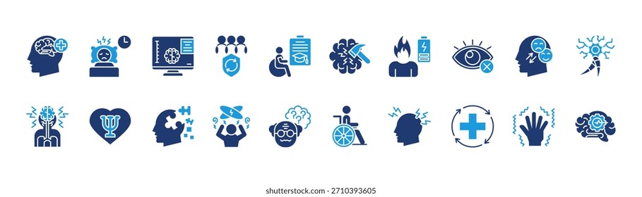 cognitive diversity icon sheet glyph blue