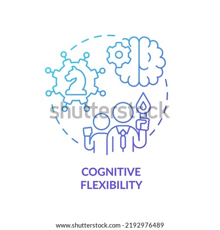 Cognitive flexibility blue gradient concept icon. Mental ability to adjust. Leader flexibility type abstract idea thin line illustration. Isolated outline drawing. Myriad Pro-Bold fonts used