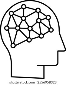 Cognitive Flexibility icon. A brain symbolizing adaptability and problem-solving in AI. Suitable for educational tools. Simple Black outline