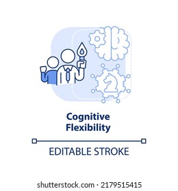 Cognitive flexibility light blue concept icon. Leader flexibility type abstract idea thin line illustration. Isolated outline drawing. Editable stroke. Arial, Myriad Pro-Bold fonts used