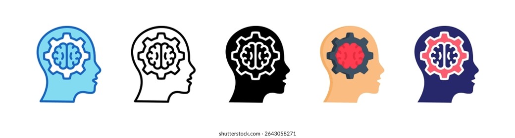 Cognitive Function Multiple Style Icon Set Collection.