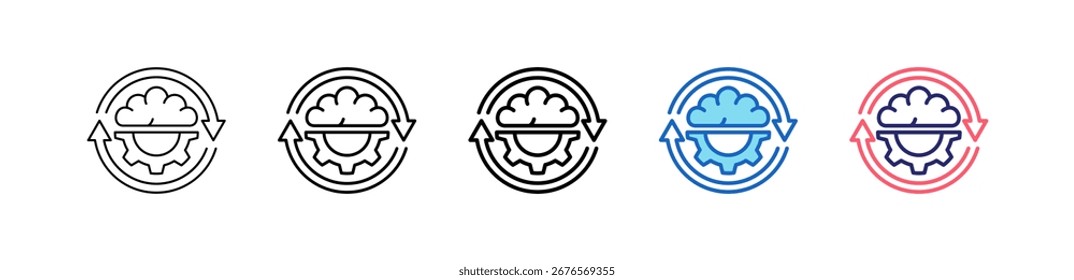Cognitive Icon In 5 Different Styles Set Collection.