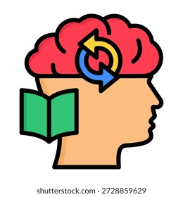 Ícone de aprendizado cognitivo Cor linear Estilo Ilustração vetorial