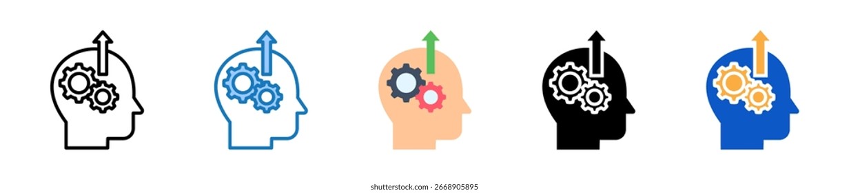 Iconos de estilo múltiple cognitivo establecen la Ilustración vectorial de diseño.