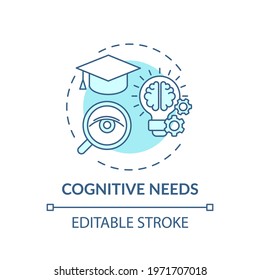 Cognitive needs turquoise concept icon. Desire for knowledge. Personal improvement. Self development idea thin line illustration. Vector isolated outline RGB color drawing. Editable stroke