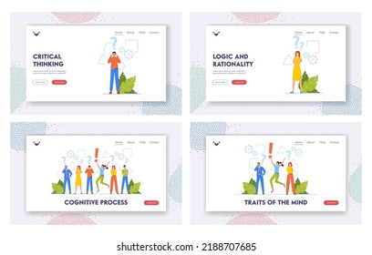 Cognitive Process, Critical Thinking Landing Page Template. Business Characters Men Women Making Decision, Psychological Type of Reflection. People Searching Idea Concept . Cartoon Vector Illustration