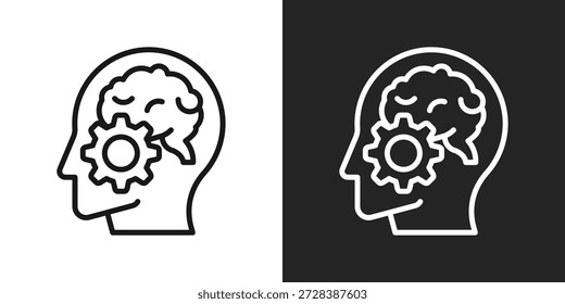 Ícone De Processo Cognitivo Em Estilo De Linha Preto-E-Branco