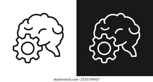 Ícone de processo cognitivo em estilo de linha preto e branco