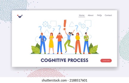 Cognitive Process Landing Page Template. Critical Thinking Concept, Business Characters Men Women Making Decision, Psychological Type of Reflection. People Searching Idea. Cartoon Vector Illustration