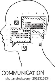 Cognitive process vector sketchy illustration