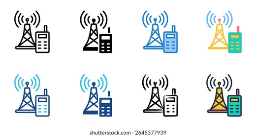 Cognitive Radio icon set multiple style collection 
