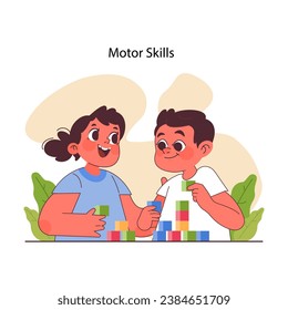 Cognitive skill. Human cognitive function, ability or capacity to process data. Intellect development. Motor and learning skill, memory and attention span. Flat vector illustration
