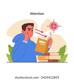 Cognitive skill. Human cognitive function, ability or capacity to process data. Intellect development. Motor and learning skill, memory and attention span. Flat vector illustration