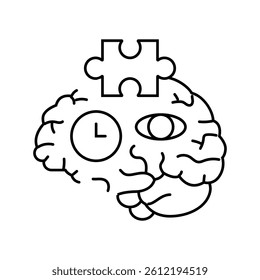 cognitive skills neuroscience neurology line icon vector. cognitive skills neuroscience neurology sign. isolated contour symbol black illustration