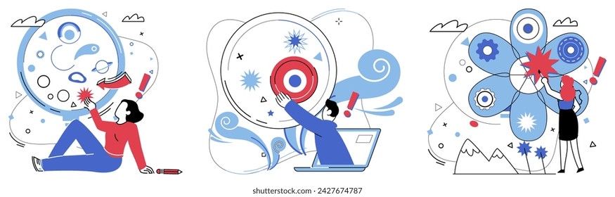 Cognitive skills vector illustration. Brainstorming is laboratory where alchemy cognitive skills transforms ideas into achievements Contemplation is navigator steering ship thought through uncharted