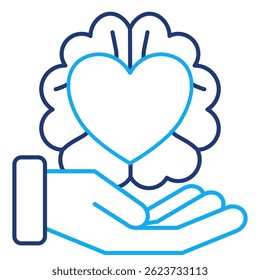 Cognitive Therapy icon represented by brain, hand, love Dual Line style.