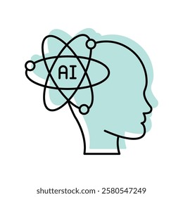 Cognitive Thinking color shadow thinline icon, editable vector icon, pixel perfect, illustrator ai file 