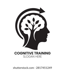 Cognitive Training logo This Cognitive Training logo highlights a profile head with a sprouting tree design signifying intellectual growth and mental health services. The Cognitive Training logo offers a modern aesthetic for psychiatry clinics or educational institutions because the clear Cognitive Training logo remains professional and impactful across all professional marketing collateral.