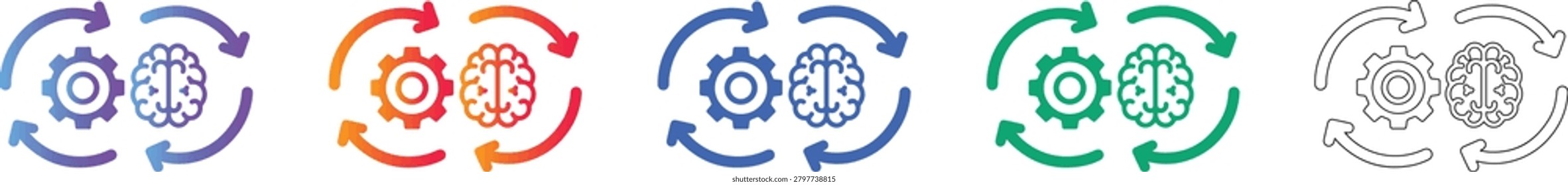Cognitive Workflow and Brainstorming Icons vol 406
