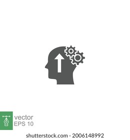 Cognitivity icon, improvement cognitive ability, human brain mental strength, Brainstorming analytical mindset solving. solid style pictogram. vector illustration. design on white background. EPS 10