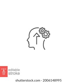 Cognitivity icon, improvement cognitive ability, human brain mental strength, Brainstorming analytical mindset solving. editable stroke. vector illustration. design on white background. EPS 10