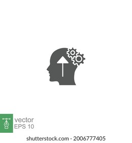 Cognitivity icon, improvement cognitive ability, human brain mental strength, Brainstorming analytical mindset solving. solid style pictogram. vector illustration. design on white background. EPS 10