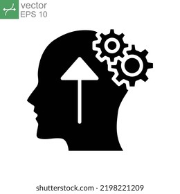 Cognitivity icon, improvement cognitive ability, human brain mental strength, Brainstorming analytical mindset solving. solid style pictogram. vector illustration. design on white background. EPS 10
